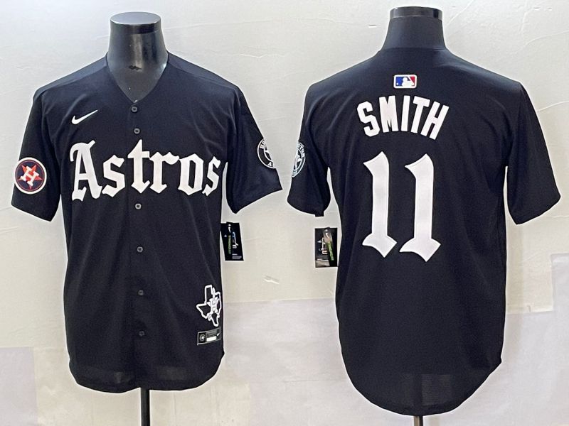 Men 2025 Houston Astros #11 Smith Black Five generations Joint Name Nike MLB Jersey style 45->houston astros->MLB Jersey